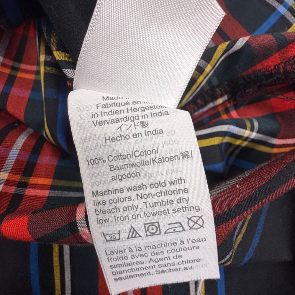 J.Crew Womens Red Tartan Plaid Ruffle Trim Cotton Top‎ Long Sleeve Medium - Picture 3 of 9